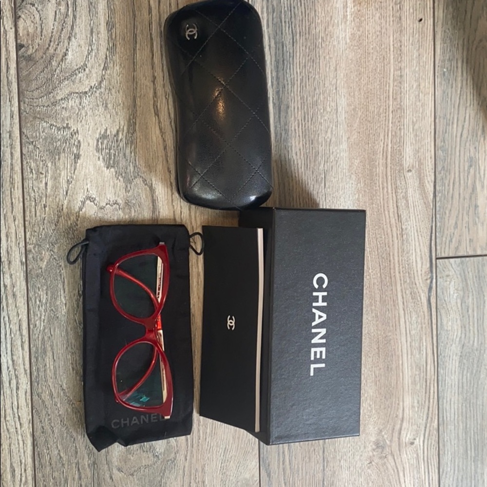 Chanel red glasses